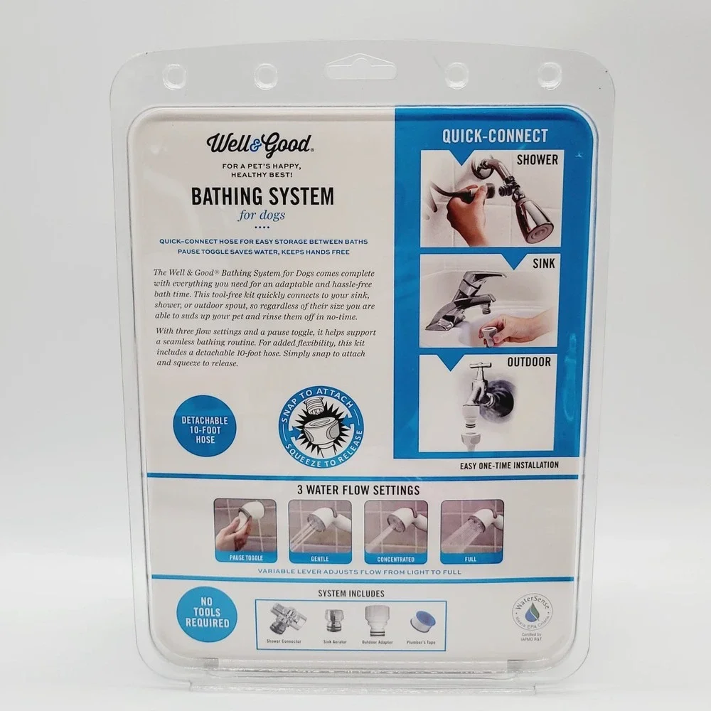NEW Well & Good Bathing System for Dog Pets Hose System for Sink Bath Outdoor